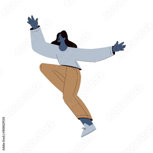 Scared Woman Character Run and Escape Afraid of Something Vector Illustration