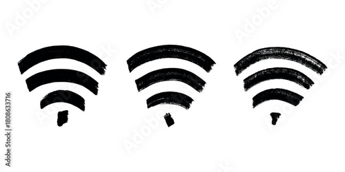 Set of hand drawn free wifi spot zone sign Public wi-fi area sign Wireless internet clipart in doodle style Single element for print, web, design, decor 3G, 4G, 5G, 6G, IoT