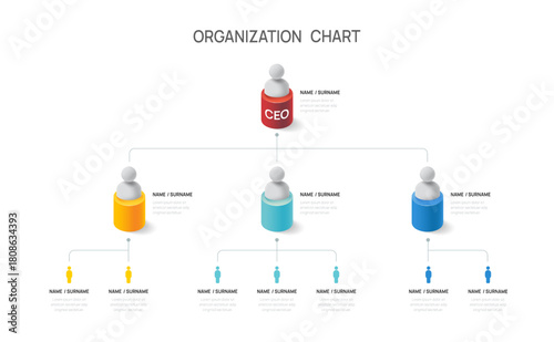 Corporate organization chart with businessman icons. Vector illustration.