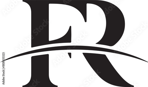 Elegant black letter r monogram with a sweeping curve, perfect for logo design, branding, or corporate identity.