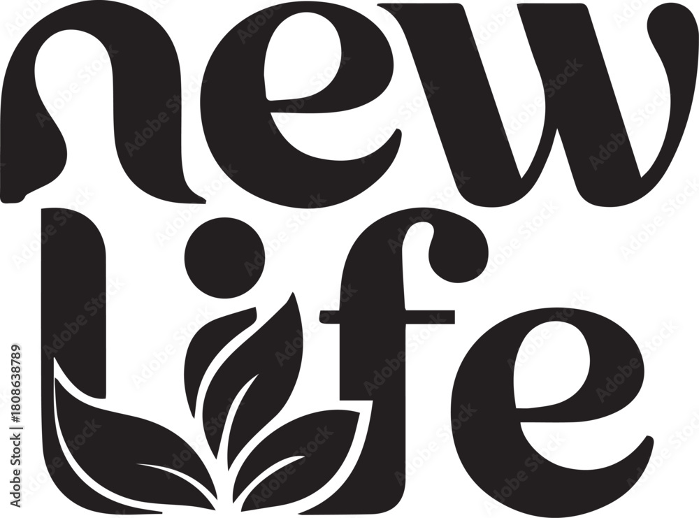 Obraz premium New life text with leaf element design