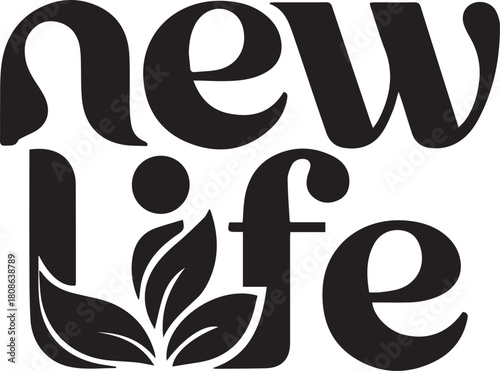 New life text with leaf element design