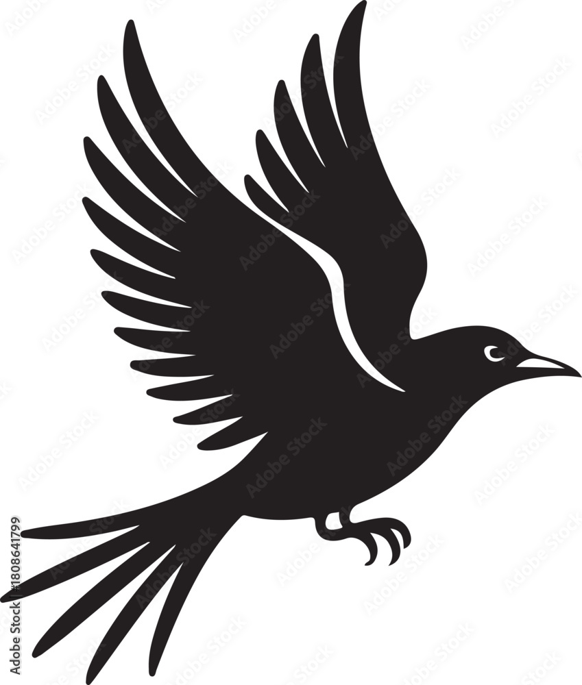 Obraz premium Elegant silhouette of a bird in flight icon
