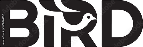 Bird logo wordmark with negative space design