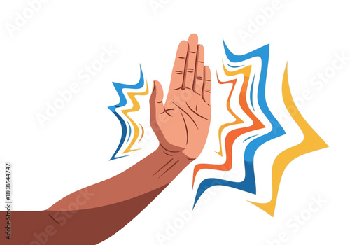 High Five Gesture with Energetic Background Illustration.