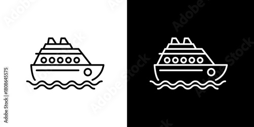 Minimalist Cruise Ship Icons Travel & Maritime Vector Graphics for Nautical Designs