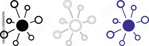 Set of connection icons with network symbols and hub links for business communication eps 10 vector.