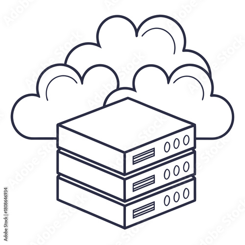 Cloud server stack icon for data storage and network computing