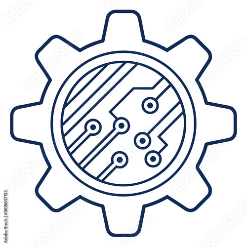 Gear with circuit board pattern inside a circle