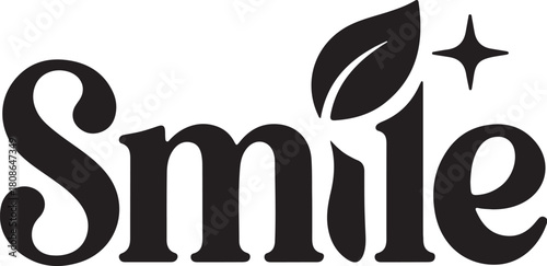 Smile wordmark with leaf and star design