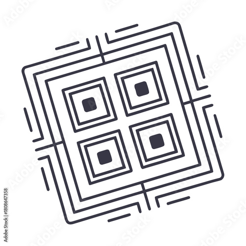 Minimalist QR code style grid icon with geometric patterns