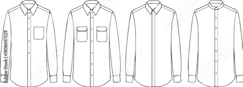 Dress Shirts: A collection of various dress shirts showcased in clean, minimalist design, emphasizing classic collar and button-down elegance.