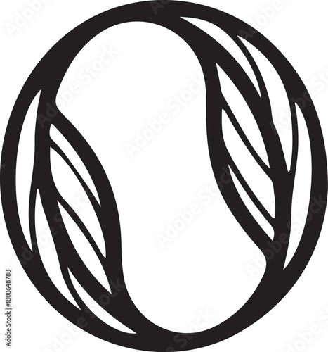 Stylized tennis ball icon with leaf details