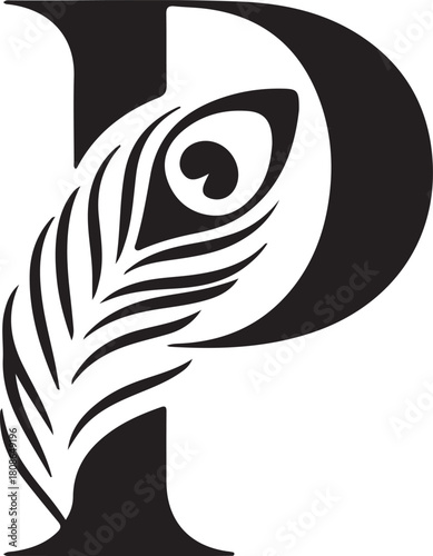 Peacock feather letter p
