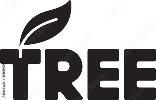 Tree word with leaf icon