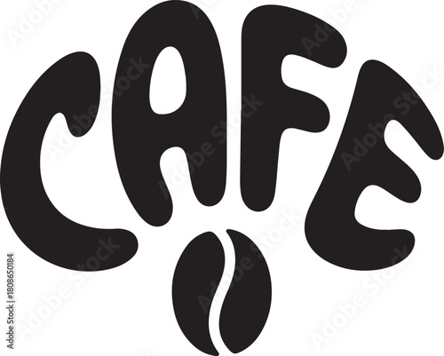 Cafe wordmark with coffee bean