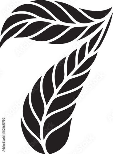 Stylized number seven leaf design