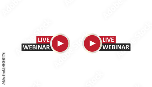 An icon representing a simultaneous online seminar or presentation marked with the text LIVE WEBINAR and a video play icon.
