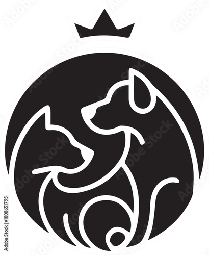 Monochrome pet logo with crown