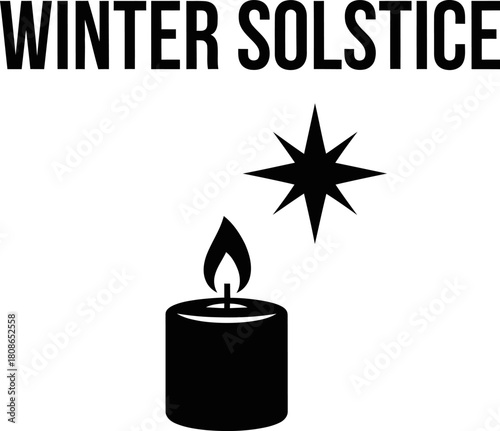 Winter solstice illustration with a candle and star great for holiday cards, invitations, and festive decorations