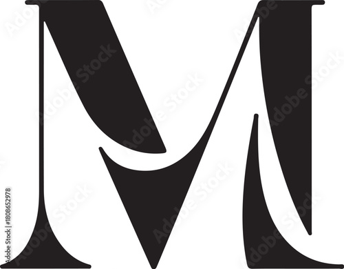 Stylized black uppercase letter m