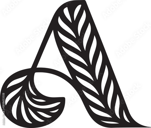 Decorative leaf pattern letter a silhouette