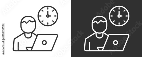 Working Hours Icon Set Vector Collection Isolated In Black And White