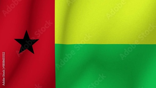 Wallpaper Mural The flag the Republic of Guinea-Bissau. The evolving national flag the Guinea-Bissau in 3d format. 1080p HD animation for presentation Torontodigital.ca