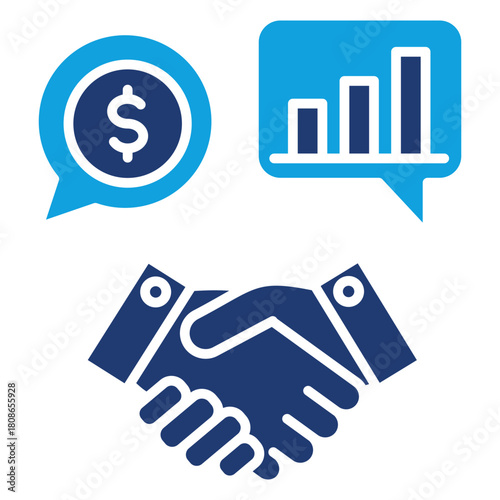 Negotiation Flat Blue Icon