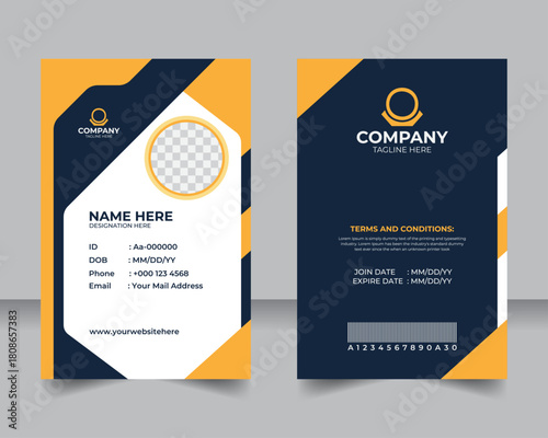 Sleek Company ID Card Design, Modern Professional Layout, Editable Corporate Badge Template, Minimal and Elegant Staff Card for Business Use
