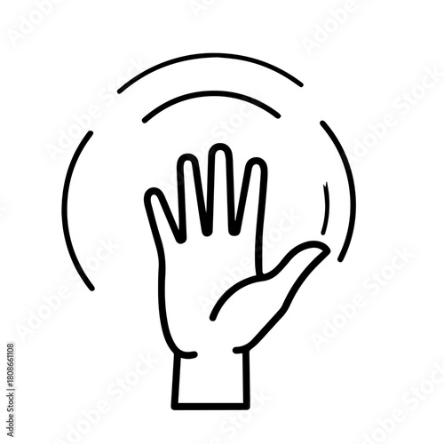 A minimalist black outline drawing of a classic pickup truck viewed from the side. This simple vehicle illustration is ideal for use as an icon or graphic element