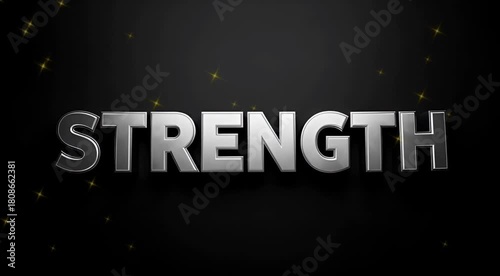 Strength Strong Metallic Text Motion Animation.