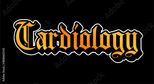 Cardiology Typography Text Illustration on Black Background