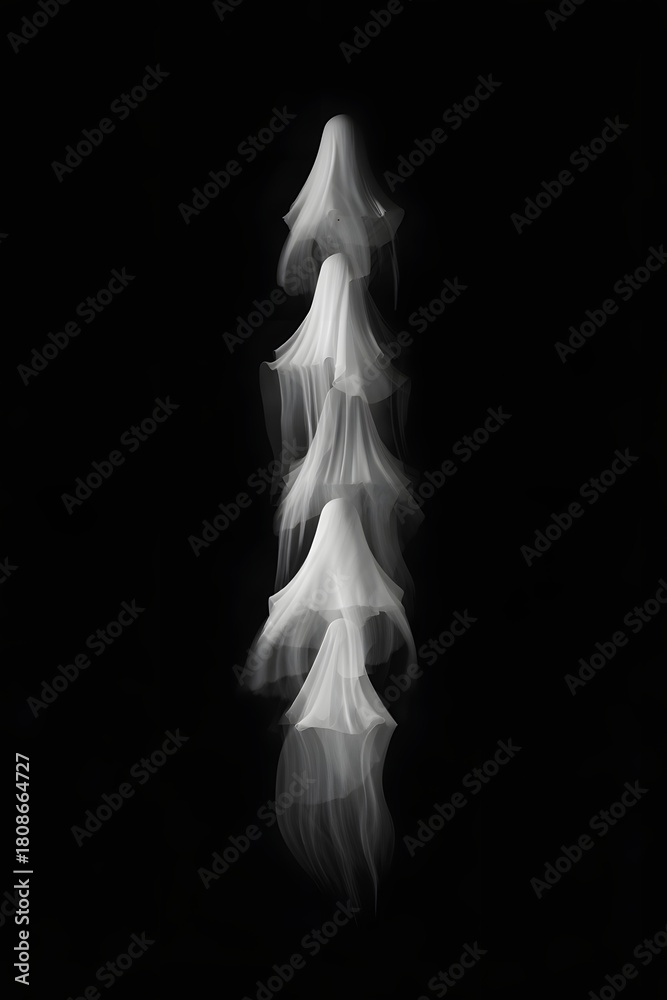 Fototapeta premium Ethereal apparitions in monochrome create a hauntingly beautiful and ghostly scene of spirits