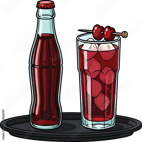 glass of tomato juice with ice