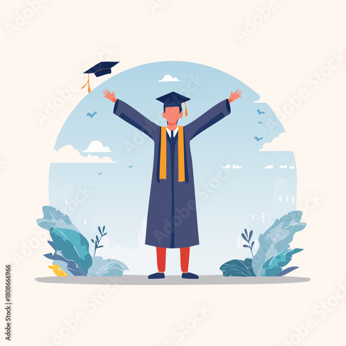 Celebrating Graduation A Student's Joyful Moment of Achievement and New Beginnings, Ready to Embrace Future Opportunities