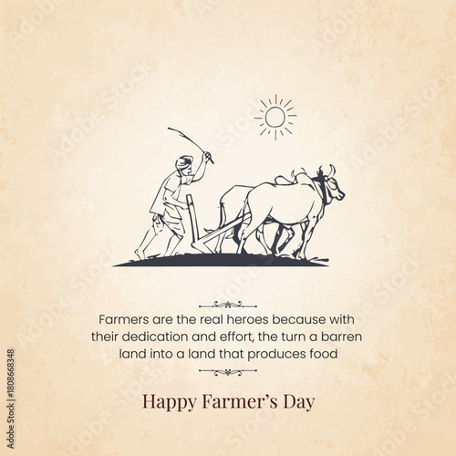 Happy Kisan Diwas with Farmer and bull, 23rd December