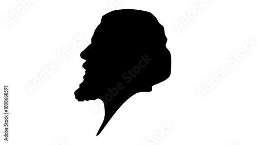Gustave Courbet portrait, black isolated silhouette