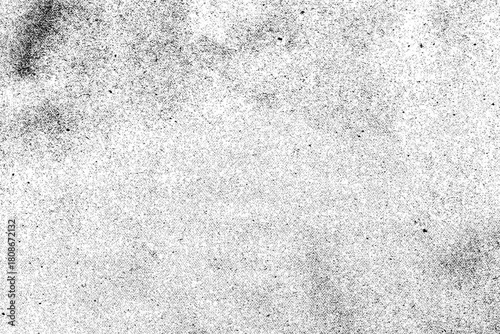 Black and white grunge texture overlay with fine grain and dust effect for abstract background isolated on transparent background