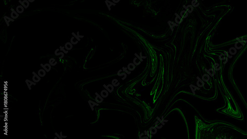 Black Liquid Marble Abstract Background With Ultra-Dark Swirling Texture with Electric Green Glow for Gothic, Gaming UI & Tech Design