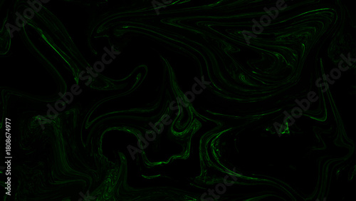 Black Liquid Marble Abstract Background With Ultra-Dark Swirling Texture with Electric Green Glow for Gothic, Gaming UI & Tech Design