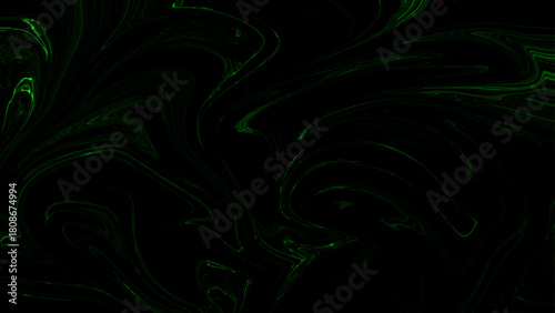Black Liquid Marble Abstract Background With Ultra-Dark Swirling Texture with Electric Green Glow for Gothic, Gaming UI & Tech Design