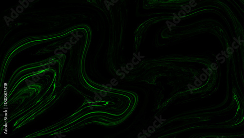 Black Liquid Marble Abstract Background With Ultra-Dark Swirling Texture with Electric Green Glow for Gothic, Gaming UI & Tech Design