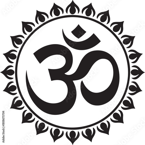 Om Symbol Sacred Hindu Sound Universe Essence Spiritual Icon Artistic Vector Graphic