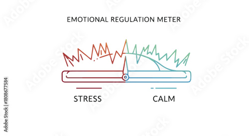 A conceptual diagram illustrating the psychological balance between stress and calm, symbolizing emotional regulation and mental wellness