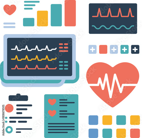 Health and medical data monitoring, vital signs, and analysis