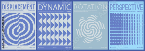 A set of rectangular flat shapes. Transition and offset effects. Striped shape. Wavy striped background. Ripple effect. Cover design template. Vector design for a brochure, poster, or flyer.