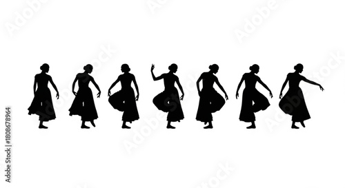 Dancer Silhouette Vector Illustration Showing Multiple Motion Frames in Elegant Minimal Style

