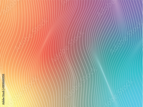 Abstract colorful wavy dot pattern background. Modern fluid gradient half-tone texture. Creative spectrum blend for technology or trendy poster design.