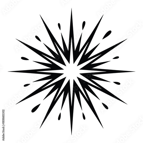 Abstract black starburst explosion bursting outward